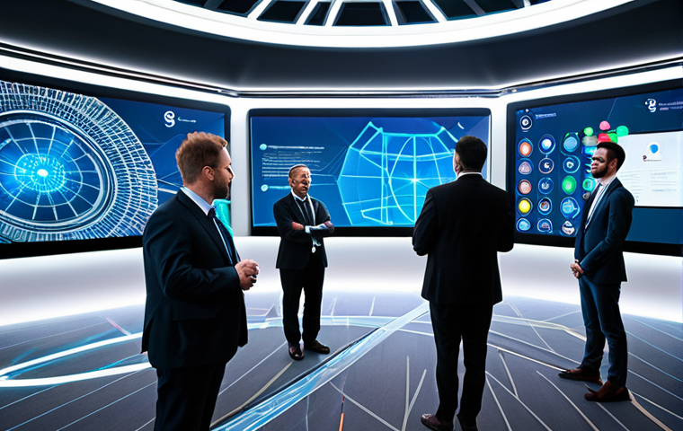 글로벌브릿지와 기술 혁신 중심지 - Global Networking Hub**

"A vibrant, modern conference hall filled with diverse professionals, fully...