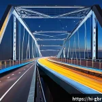 Home 20 교량 기술 혁신 - A modern smart bridge equipped with advanced sensor technology, showing multiple sensors installed a...