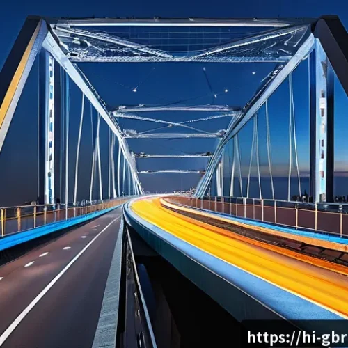 Home 32 교량 기술 혁신 - A modern smart bridge equipped with advanced sensor technology, showing multiple sensors installed a...